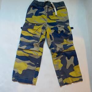 Mini Boden Yellow & Blue Camo Zipoff pants
